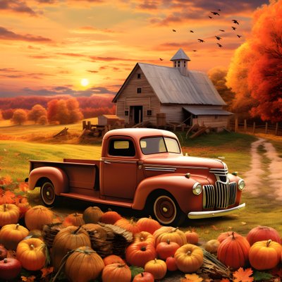 Ein alter Pickup an einem herbstlichen Abend bei Sonnenuntergang von Kurt Heppke