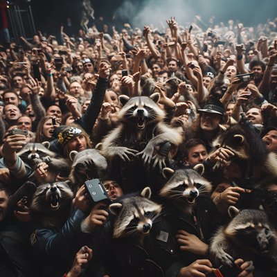 eine Horde voller Waschbären bei einer Rockshow von Kurt Heppke