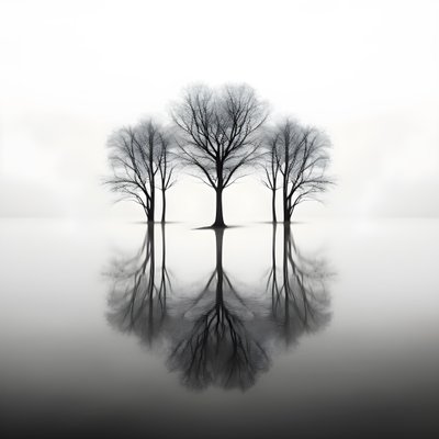 schwarz-weiß Fotos von Bäumen auf dem Wasser von Kurt Heppke