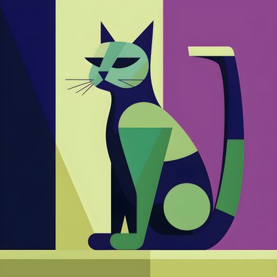 Silberne Katze im modernistischen Stil von Kurt Heppke