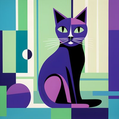 Silberne Katze im modernistischen Stil von Kurt Heppke