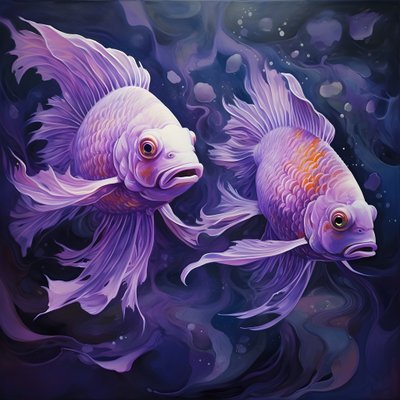 zwei Fische in der Farbe violett von Kurt Heppke