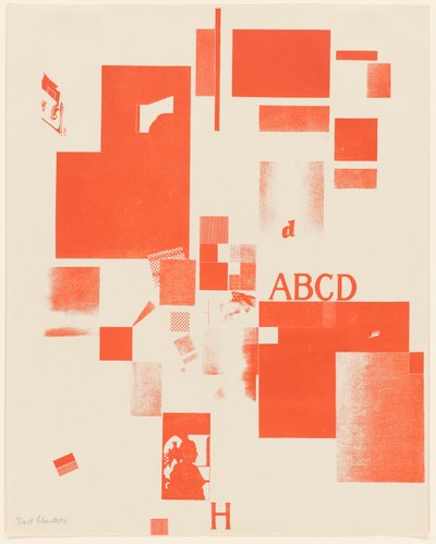 Ohne Titel, Nr. 4 von 6 aus dem Portfolio Merz 3. Kurt Schwitters 6 Lithos. Merz Mappe. Erste Mappe des Merzverlages von Kurt Schwitters