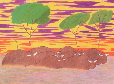 Marsch der Wasserbüffel, 2004 von Kurtis L. Miller