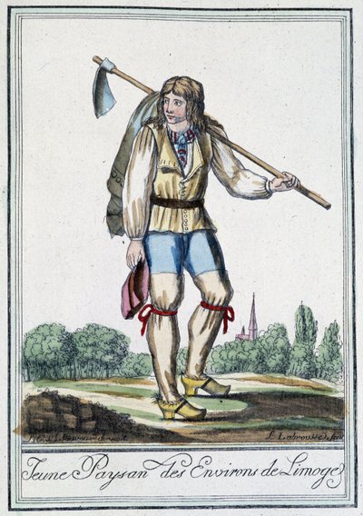 Junger Bauer aus der Umgebung von Limoges - in „Enzyklopädie der Reisen“ von J. Grasset St Sauveur, Deron, Paris von L.F. Labrousse