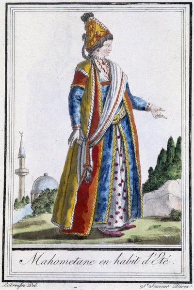 Mohammedanerin in Sommerkleidung - in „Enzyklopädie der Reisen“ von J. Grasset St Sauveur, ed. Deroy, Paris von L.F. Labrousse