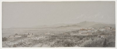 Blick auf die Villa Pescatore von der Villa Muti, Piombino von Lady Elizabeth Susan Percy
