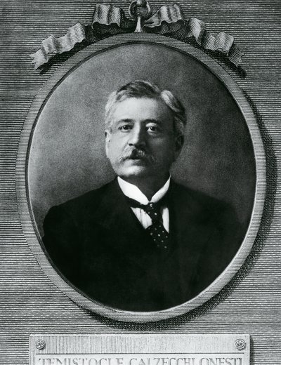 Porträt von Temistocle Calzecchi Onesti (1853-1922), italienischer Physiker und Erfinder, Radierung nach Fotografie von Amadeo (after) Modigliani