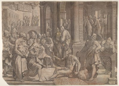 Heilung des Lahmen durch die Heiligen Johannes und Petrus, 1553 von Lambert Suavius