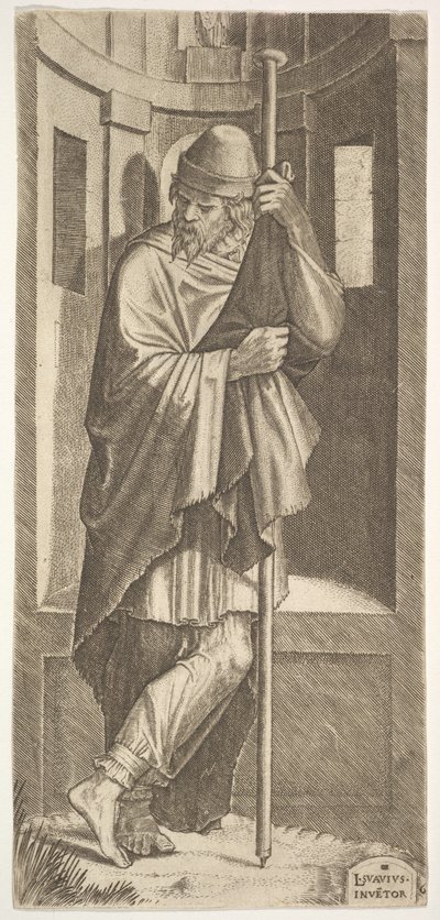 St. Jakobus der Ältere, an einen Stock gelehnt von Lambert Suavius