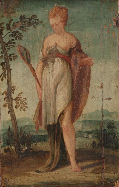 Frau mit Spiegel von Lambert Sustris