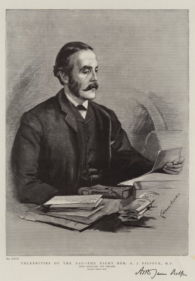 Berühmtheiten des Tages, der ehrenwerte A. J. Balfour, MP von Lance Calkin