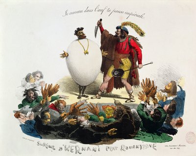 Hernani Sublime, ein romantisches Gericht, Karikatur von Hernani von Victor Hugo (1802-85) um 1830 von Langlume