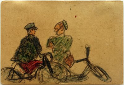 Ohne Titel (Fahrradfahrer im Gespräch) von Laszlo Moholy Nagy
