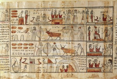 Landwirtschaftliche Szenen, Detail aus dem Totenbuch von Tsekhons von Late Period Egyptian