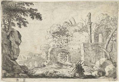 Drei Soldaten bei einer Ruine von Laurens Barata