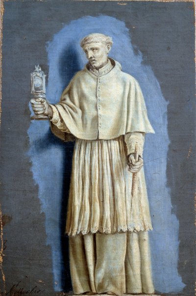 Heiliger Norbert mit einem Ostensorium und einer Kerze von Laurent de la Hyre