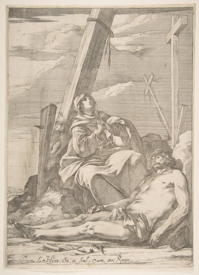 Christus und die Jungfrau am Fuß des Kreuzes von Laurent de la Hyre