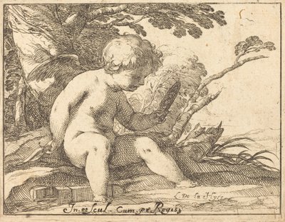Amor schaut in einen Spiegel von Laurent de la Hyre
