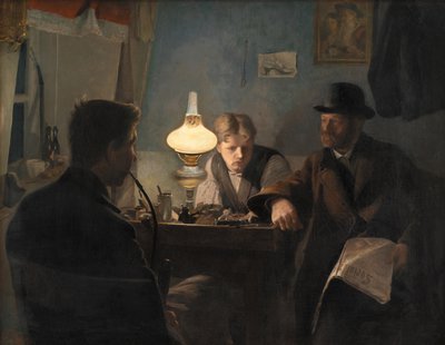 Ein Besuch in der Werkstatt des Schuhmachers, 1885 von Laurits Andersen Ring