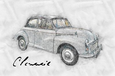 Klassische Autozeichnung von Lembayung senja studio [Vintage Poster]