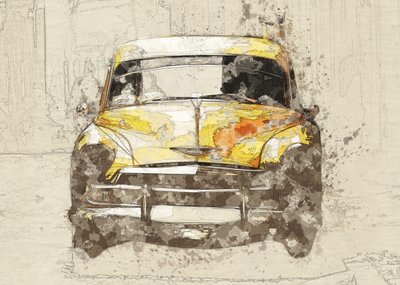 Klassisches Gelbes Auto von Lembayung senja studio [Vintage Poster]