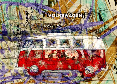 Bunte Retro-Van-Kunst von Lembayung senja studio [Vintage Poster]