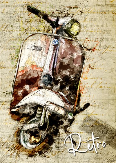 Retro-Roller-Reise von Lembayung senja studio [Vintage Poster]