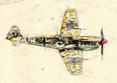 Skizze eines Vintage-Kampfflugzeugs von Lembayung senja studio [Vintage Poster]