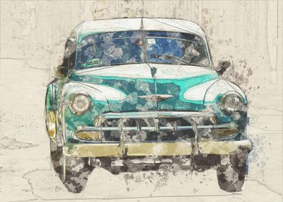 Vintage Grünes Auto Skizze von Lembayung senja studio [Vintage Poster]