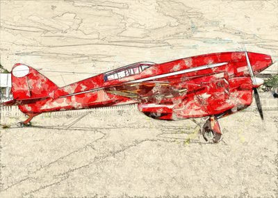 Vintage-Rotes Propellerflugzeug von Lembayung senja studio [Vintage Poster]