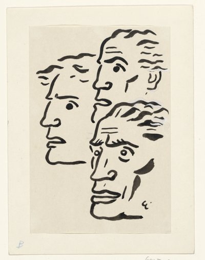 Drei Männergesichter von Leo Gestel (signed by artist)