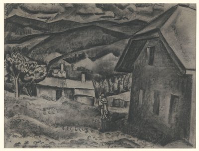 Landschaft mit Frau mit Kind vor einem Haus von Leo Gestel (signed by artist)