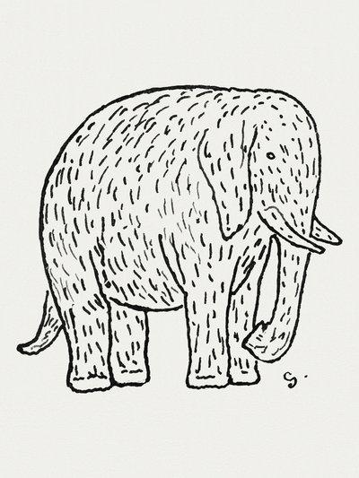 Elefant (ca. 1891–1941) Zeichnung in hoher Auflösung von Leo Gestel