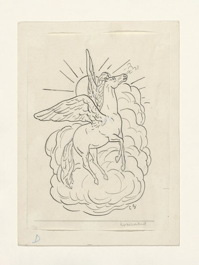 Pegasus fliegt vor Wolken (1891–1941) von Leo Gestel