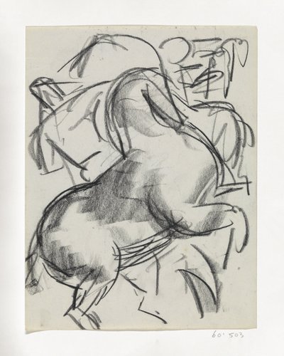 Steigendes Pferd mit Figur im Hintergrund von Leo Gestel