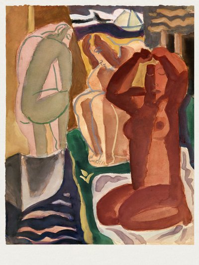 Zwei badende Frauen und eine Brückenfigur - Leo Gestel von Leo Gestel
