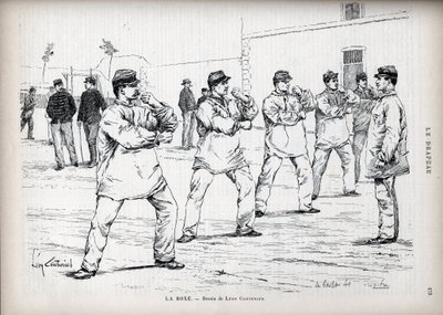 La Boxing - Französische Armeen - Zeichnung von Leon Couturier (1842-1935) - für „Die Flagge“ - Monitor der Liga der Patrioten - 22. August von Leon Antoine Lucien Couturier