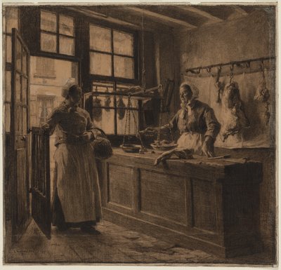 Innenraum einer Metzgerei von Leon Augustin Lhermitte