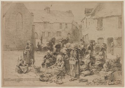 Der Apfelmarkt in Landerneau von Leon Augustin Lhermitte