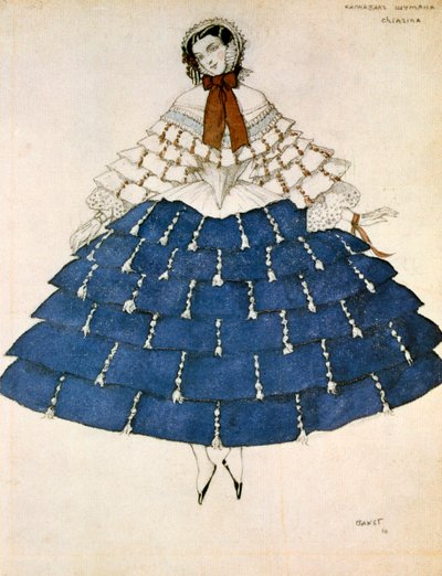 Chiarina, Kostümentwurf für das Ballett Karneval komponiert von Robert Schumann, 1919 von Leon Bakst