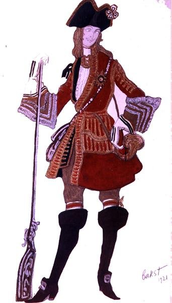 Kostümentwurf für Prinz Charming auf der Jagd, aus Dornröschen von Leon Bakst