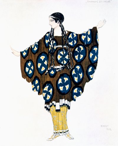 Kostümentwurf für eine Ballets Russes Produktion von Ravels Daphnis et Chloe, 1912 von Leon Bakst
