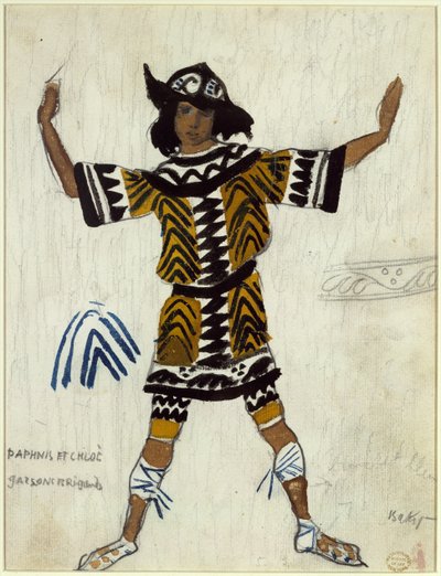 Kostümentwurf für das Ballett Daphnis et Chloé von M. Ravel, 1912 von Leon Bakst