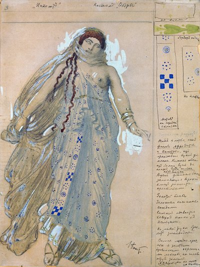 Phaedra. Kostümentwurf für das Drama Hippolytos von Euripides, 1902 von Leon Bakst