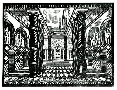 Szenografie von Leon Bakst (1866-1924), russischer Maler und Dekorateur für den dritten Akt von „Das Martyrium des heiligen Sebastian“ von Claude Debussy (1862-1918), Libretto von Gabriele D