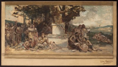 Skizze für das Rathaus des 4. Bezirks: Das Studium der Wissenschaft und Kunst von Leon Francois Comerre