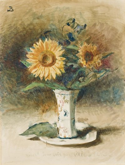 Hélas! Ich bin nicht Van Dyck: zwei Sonnenblumen in einer Vase von Leon Joseph Florentin Bonnat