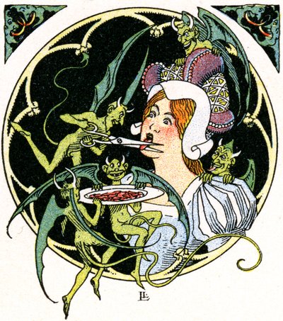 Teufel meißeln einer Frau die Zunge heraus von Leon Lebegue