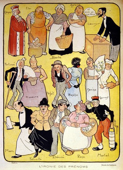 Die Ironie der Namen, frühe zwanzigste Jahrhundert Illustration für die Zeitschrift 